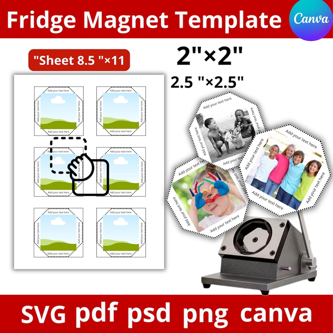 2x2 Square Fridge Magnet Template, Canva Editable (digital Download ...