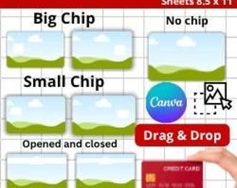 Modèle d'habillage pour carte de crédit, couverture pour carte de débit, éditable sur toile (téléchargement numérique)