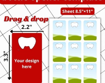 Bottle Opener Sticker Template, Drag and Drop Design (Instant Download)