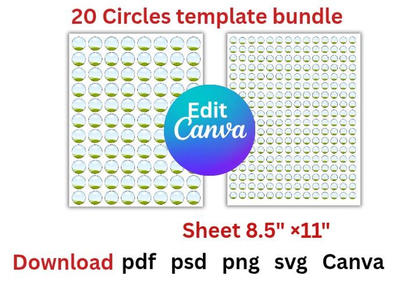 Circle Templates Bundle, Editable Canva Design, Drag Drop Collage Sheet ...