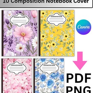 Floral pattern composition notebook cover ,pdf,png files,digital download