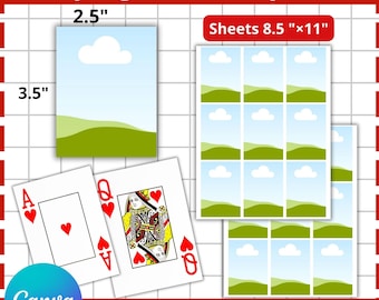 Plantilla de naipes de Canva, diseño de arrastrar y soltar (descarga digital)