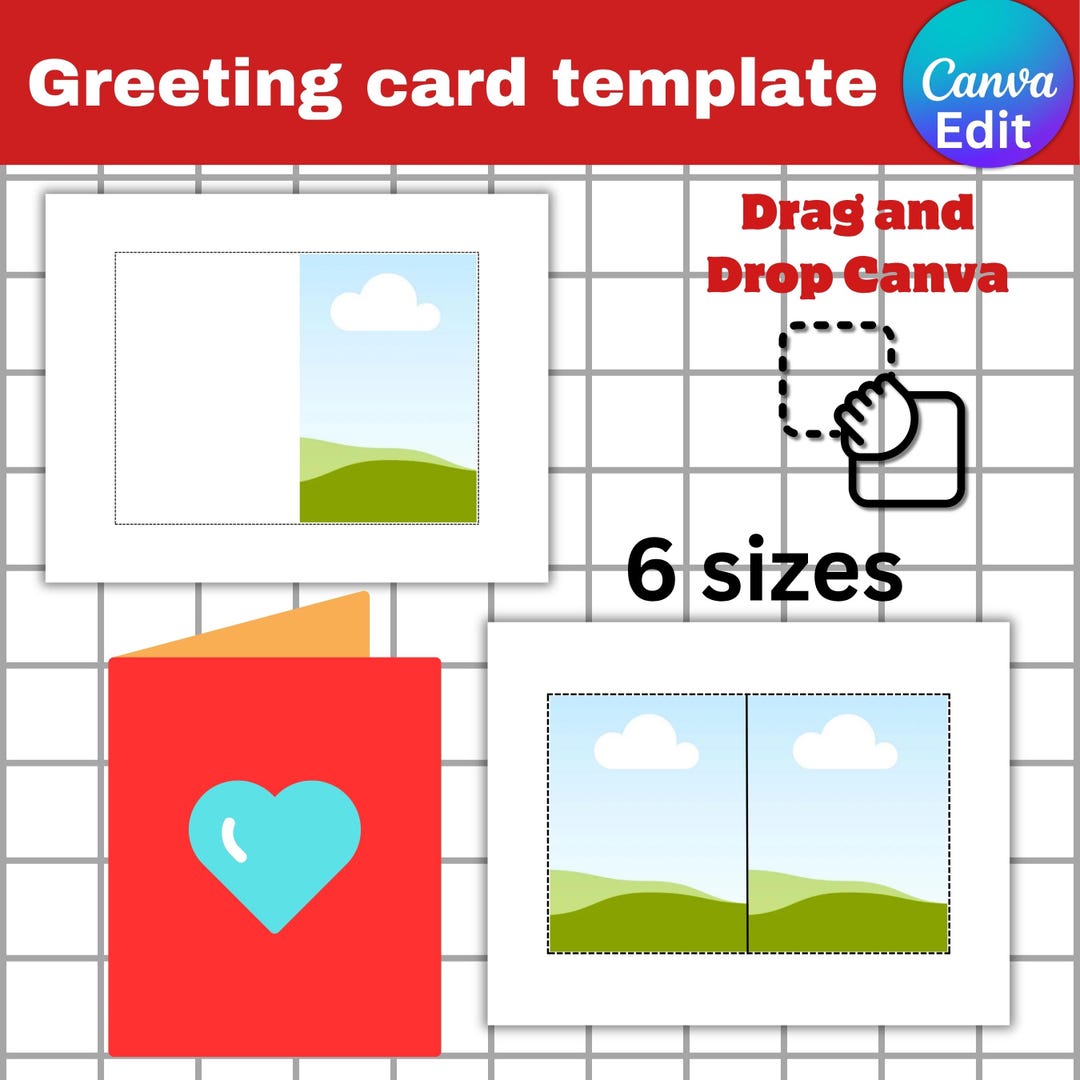 Editable Greeting Card Templates, 6 Sizes, Canva Frame (digital ...