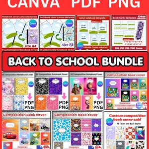 Composition Notebook Cover Bundle,Notebook Cover template,notebook cover PNG,pdf printing