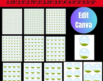 May include: A 20 circles template bundle for Canva featuring various sizes from 12mm to 6 inches. The digital sheet includes multiple layouts of circular frames with a landscape graphic on an 8.5 inch by 11 inch page, available in PDF, PSD, PNG, and SVG formats.