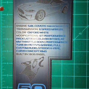 Custom 2016–2022 Mustang Engine Bay Badge – Personalized Acrylic Engine Bay Emblem