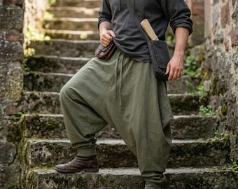 Calças Viking Medievais Masculinas – Calças para Festivais Renascentistas, Roupas de Fantasia para LARP, Calças Rústicas Soltas para Cosplay