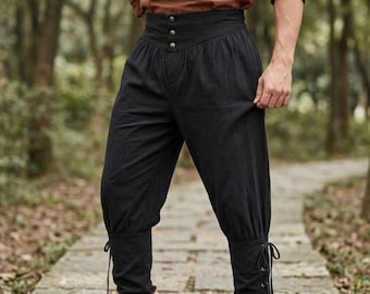 Calças Viking Renascentistas Masculinas – Calças de Pirata para LARP, Calças para Cosplay de Fantasia, Roupas para Traje de Guerreiro Gótico