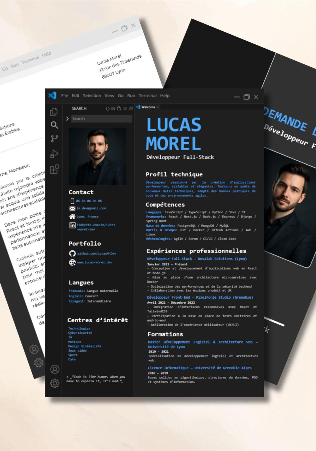 VS Code Style CV Template | Developer Canva Template | Original IT CV ...