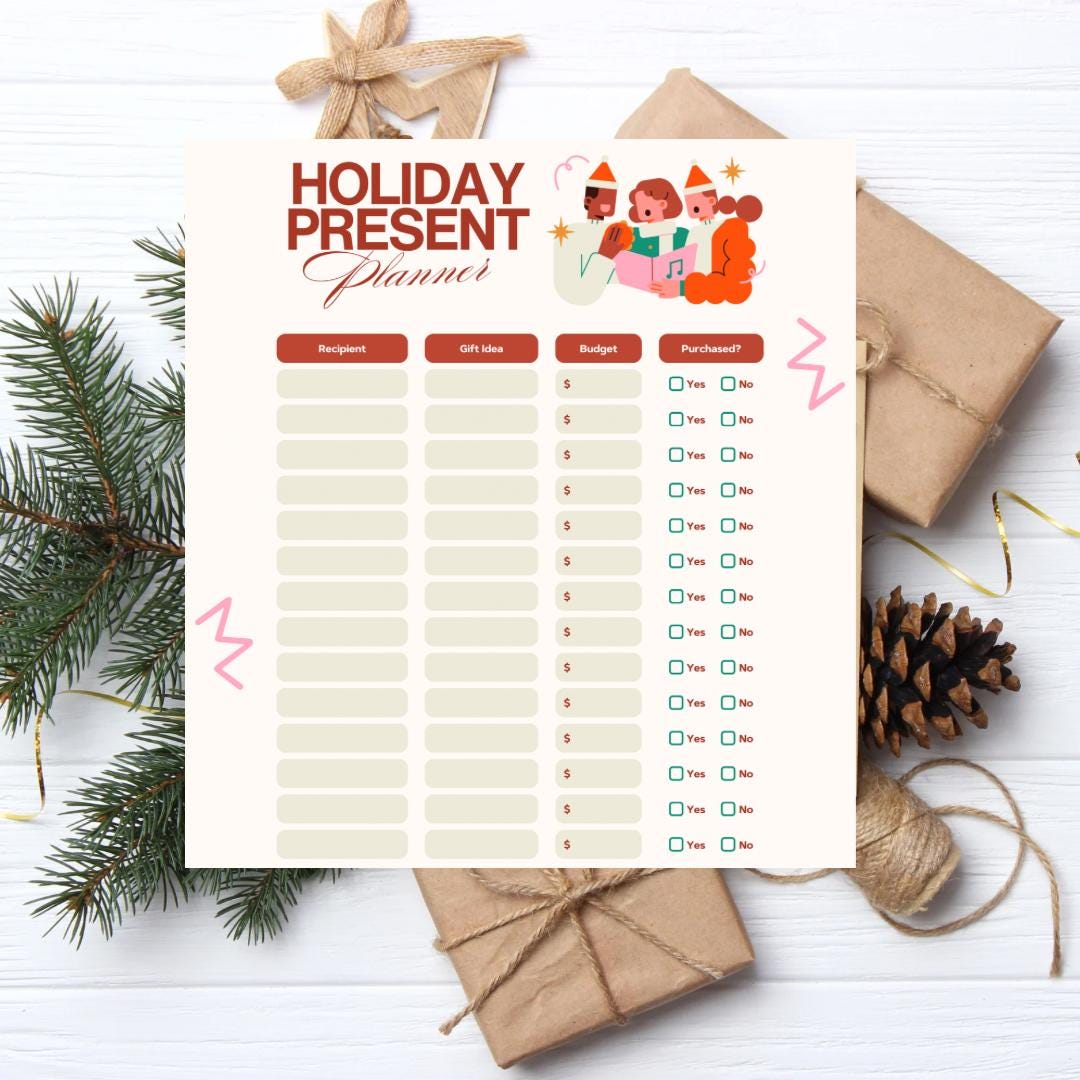 Christmas Gift Planner | Printable Holiday Present Organizer (PDF) - Etsy