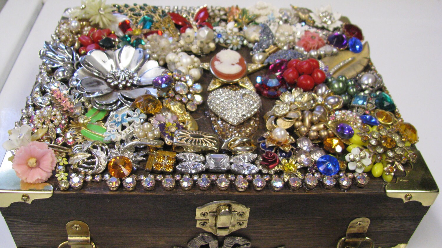 OOAK Wooden Cigar Box Jewelry Box Adorned with Repurposed Etsy