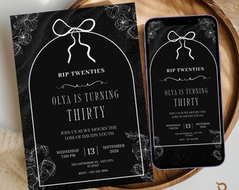 RIP Twenties Invitation, Death to My 20s Party Invite, 30th Birthday Invitation, Editable Canva Template, Funeral Theme Invite