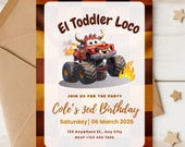 El Toro Loco Toddler Birthday Invitation, Monster Truck Party Invite for 2nd Birthday, Editable Canva Template, Digital Download