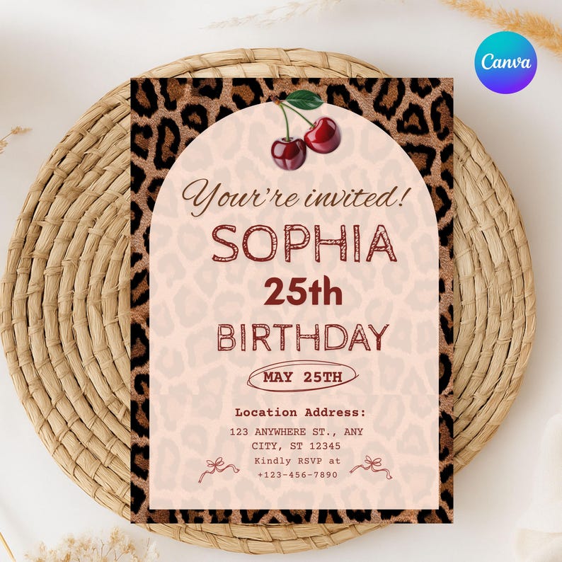 Editable Leopard Birthday Invitation, Wild Party Template, Cheetah ...