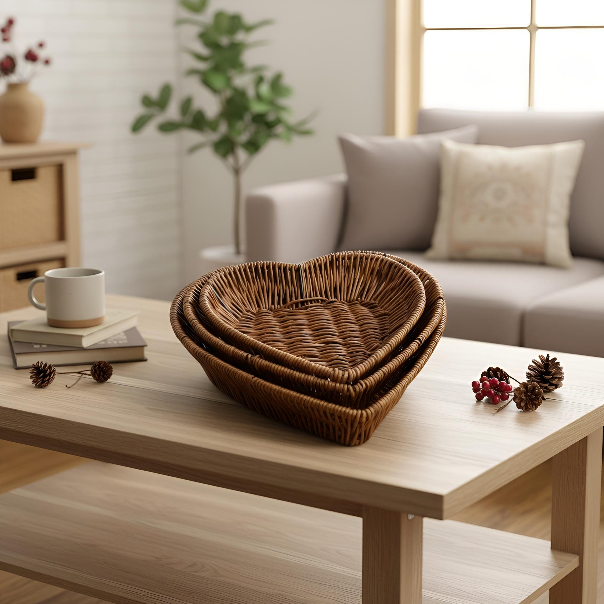 ハート型の籐かご - Etsy 日本