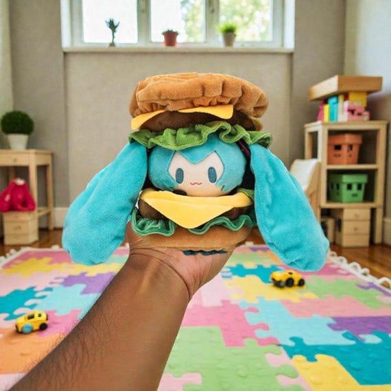 Hatsune Miku Burger Plushie – Collectible Chibi Soft Doll