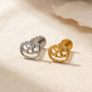 Orecchino in titanio di grado implantare, piccoli orecchini medicali da 5 mm, 16G 18G, gioielli minimalisti da 6 mm, orecchino labret a loto, retro piatto con filettatura interna.