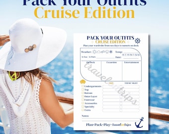 Pack Your Outfits – Cruise Edition | Printable Cruise Packing List | Cruise Wardrobe Planner | Digital Download PDF