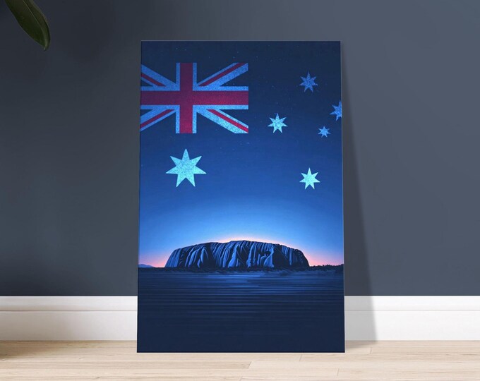 Australia Canvas Print – Minimalist Kangaroo & Sydney Opera House