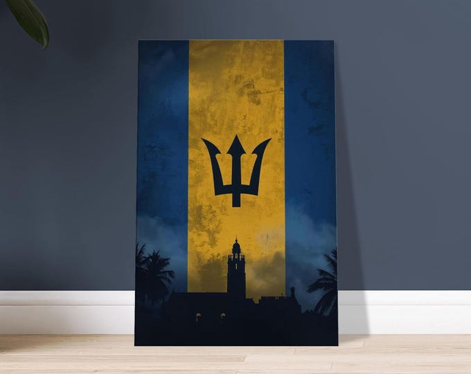 Barbados Canvas Print – Bridgetown Silhouette, Caribbean Travel Art