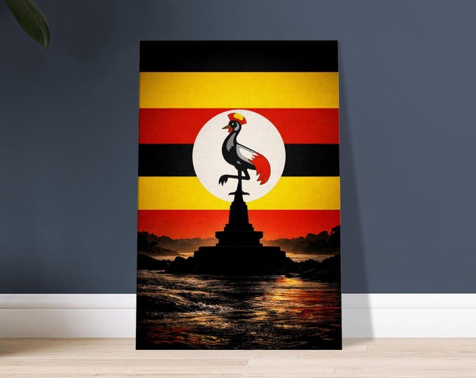 Uganda Grey Crowned Crane Canvas Print - Nile Sunset African Wall Art