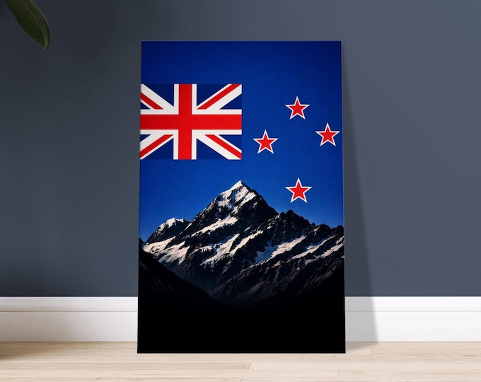 Aoraki Mount Cook Canvas Print: New Zealand Flag, Southern Alps