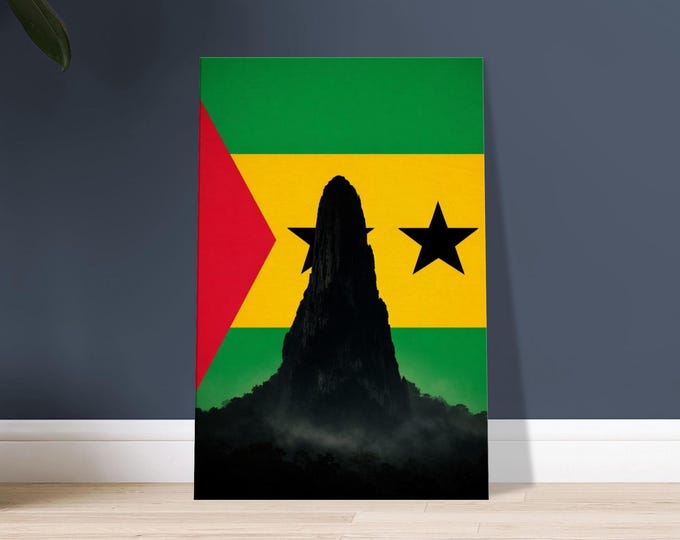 São Tomé and Príncipe Canvas Print: Pico Cão Grande Silhouette