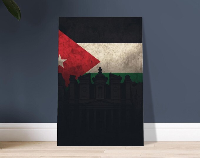 Jordan Canvas Wall Art – Petra Treasury Silhouette | Minimalist Travel Poster
