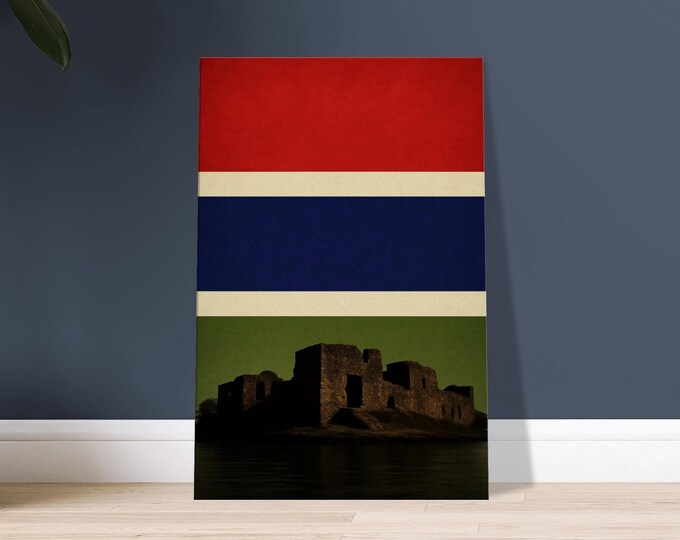 The Gambia Canvas Print - Kunta Kinteh Island Ruins Flag | Minimalist African Travel Poster Wall Art
