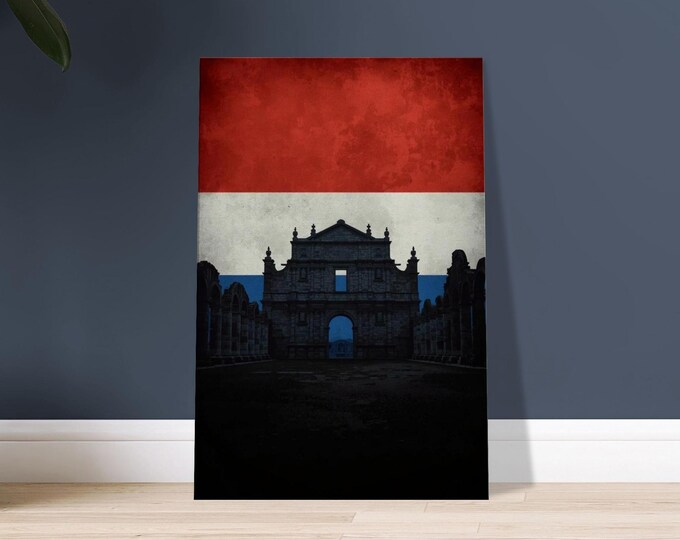 Paraguay Canvas Print - Jesuit Mission Ruins & Flag Minimalist Travel Poster Wall Art Decor