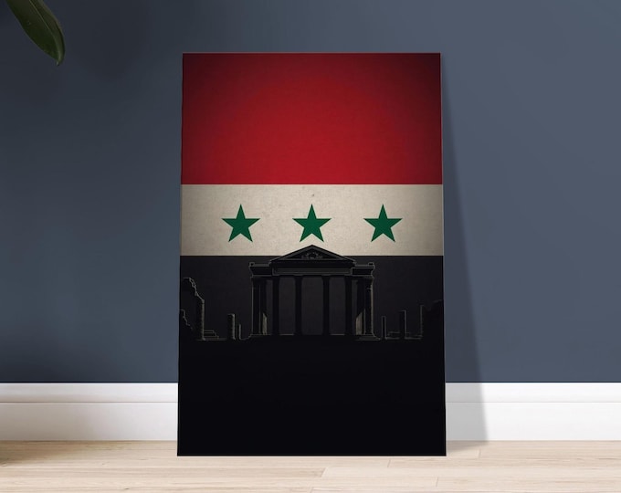 Palmyra Ruins Syria Flag Canvas Art - Middle East Travel Decor