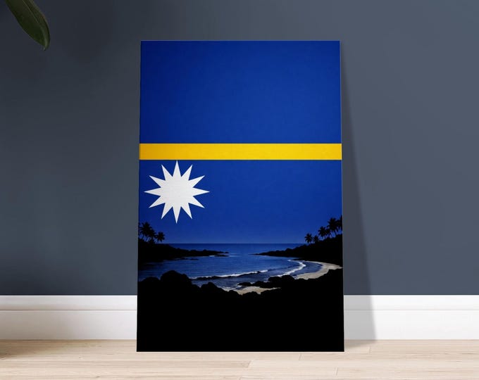 Nauru Flag Canvas Print, Pacific Island Beach Wall Art