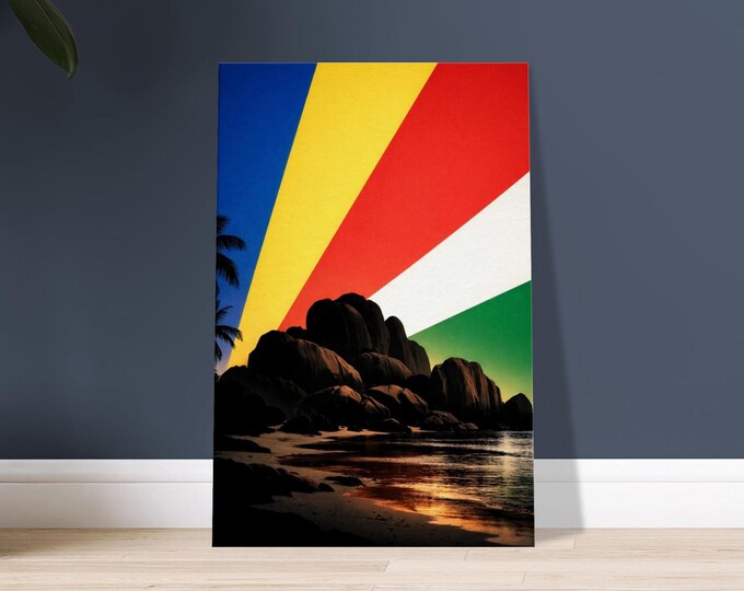 Seychelles Flag Canvas Print - Tropical Island Decor