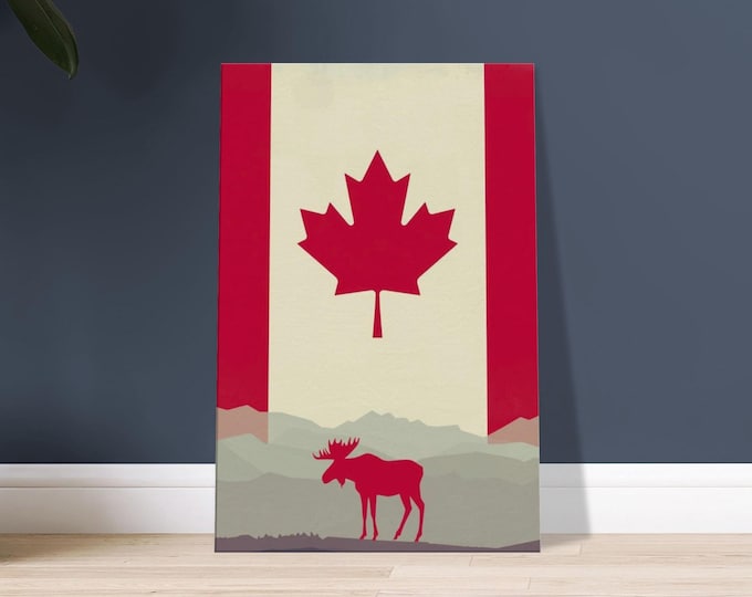Minimalist Moose Canvas Art - Modern Canadian Home Decor Wildlife Gallery Wall Print