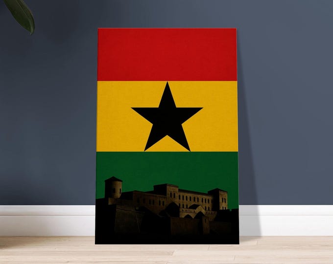 Ghana Flag Canvas Print: Cape Coast Castle, African Travel Art