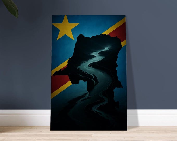 DRC Canvas Print: Democratic Republic of Congo Flag Map Art