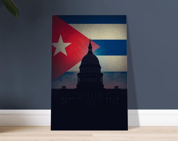 Havana Capitolio Canvas Print – Cuba Flag Travel Poster