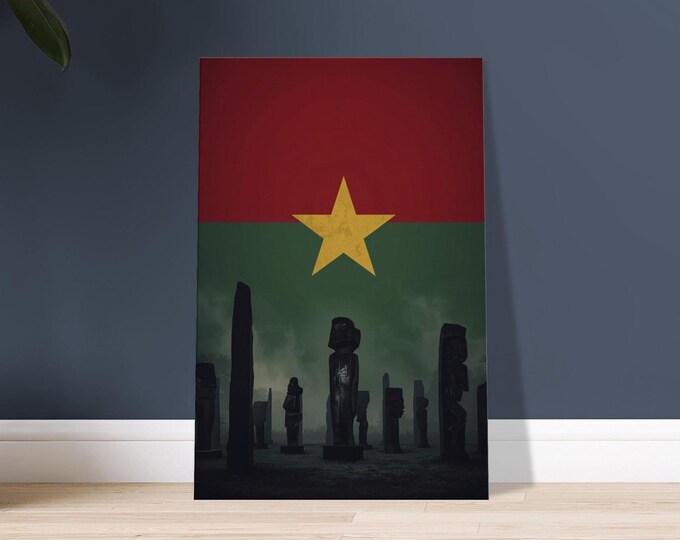 Burkina Faso Canvas Print – Sahel Ancestral Figures & Flag