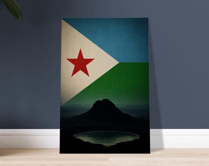 Djibouti Flag Canvas Print: Lake Assal Crater, Africa Home Decor