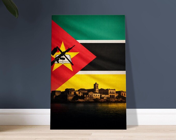 Mozambique Flag Canvas Print - Ilha de Mocambique Skyline Art