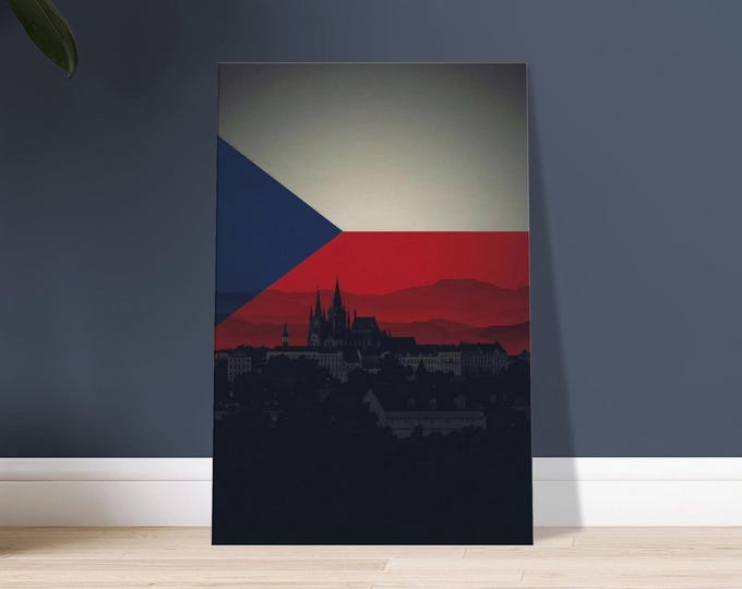 Prague Castle Canvas Print Czech Flag Skyline Modern Home Decor Wall Art Travel Poster European Gift