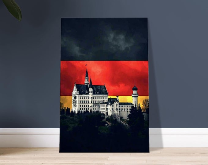 Neuschwanstein Castle Canvas Wall Art, Moody Bavaria Architecture Print, Germany Travel Wall Décor
