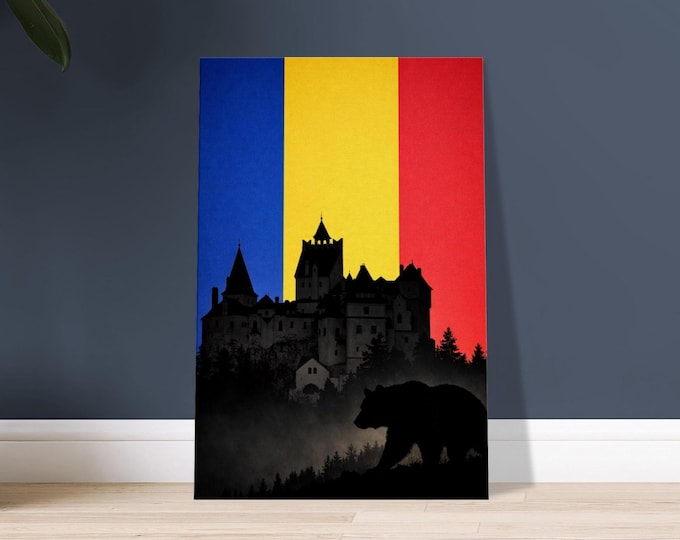 Romania Canvas Print - Minimalist Carpathian Mountain Bear Art for Modern Wall Decor Gallery