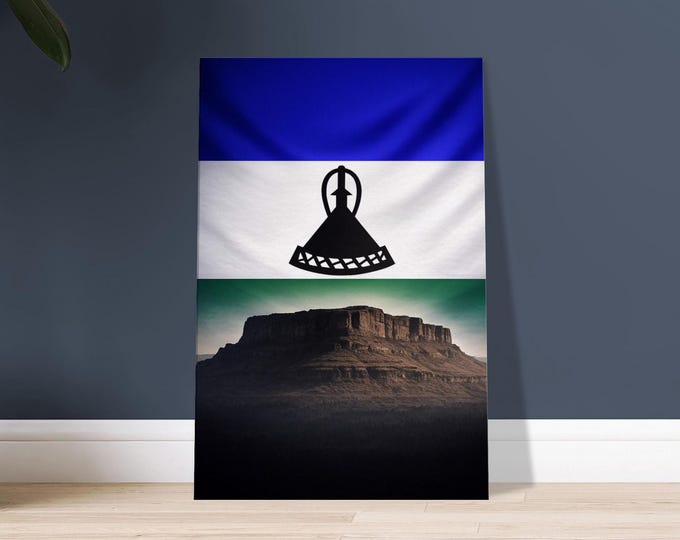 Lesotho Canvas Print: Basotho Hat, Thaba Bosiu Mountain Art