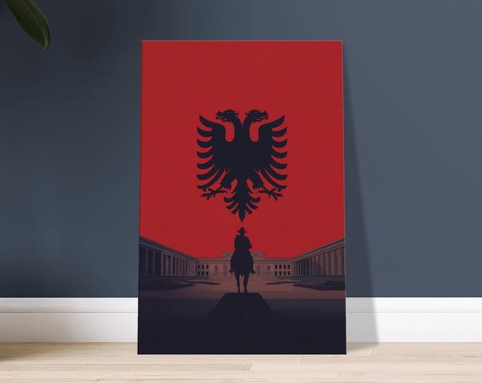 Albania Canvas Art Print – Skanderbeg Square, Double-Headed Eagle