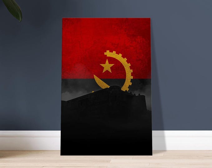 Angola Canvas Luanda Fortress Flag Minimalist African Wall Art Travel Poster Cultural Decor Gift