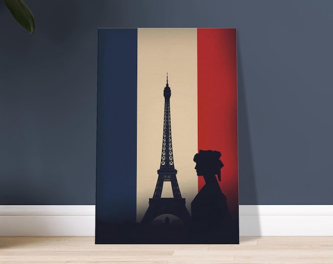 France Canvas Wall Art - Minimalist Eiffel Tower Modern Travel Poster French Home Decor Gallery Print Gift for Traveller