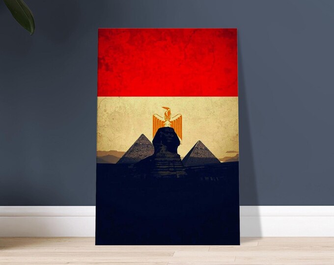 Egypt Canvas Print - Minimalist Pyramids Sphinx Modern Wall Art Travel Poster Egyptian Decor Gift