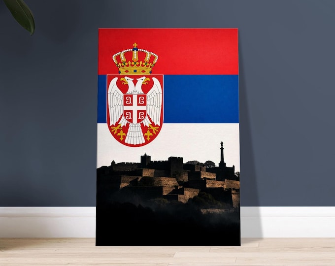 Serbia Flag Belgrade Fortress Canvas Print, Serbian Wall Art, Europe Travel Poster