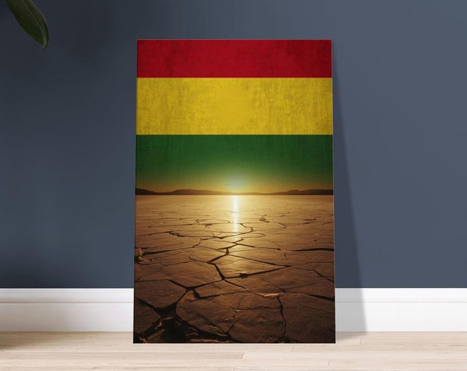 Salar de Uyuni Sunset Canvas Print: Bolivia Flag, Minimalist Travel Art